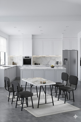 Elfin 70x110cm Sabit Efes Yemek Masası, Yemek Masası Takımı, Mutfak Masası, 4 Antrasit Sandalye Antrasit