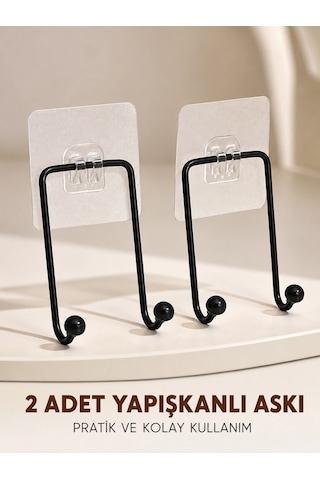 İkili Duvar Tipi Yapışkanlı Askılık Pratik Ev Düzenleme Askısı Renkli