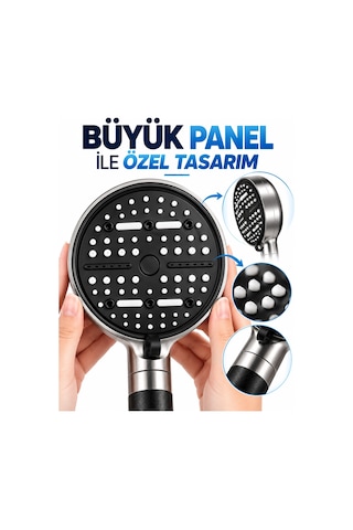 Kargo 6 Sprey Modlu Filtreli Duş Başlığı Büyük Su Paneli Silikon Nozullu Modern Tasarım Najmaddin Çok Renkli