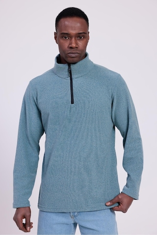 Freemen Erkek Fit Dik Yaka Yarım Fermuarlı Sweatshirt Polar Mavi