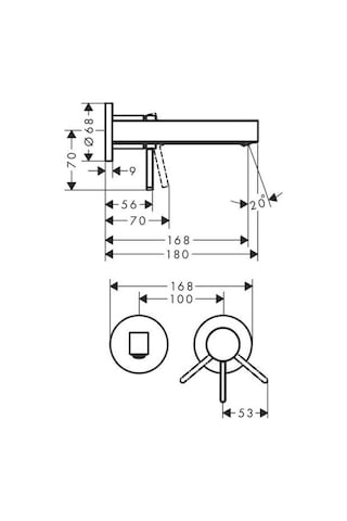 Hansgrohe Finoris Tek Kollu Lavabo Bataryası Ankastre16.8 CM Gaga Krom 76051000