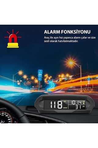 S98 Gps Hud Hız Göstergesi Güneş Enerjili Dijital Head Up Display Araç Ön Cam Yansıtmalı Hız Göstergesi Hız A