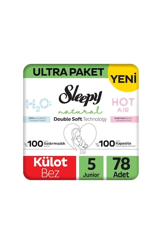 Sleepy Natural Double Soft Ultra Paket Külot Bez 5 Numara Junior 78 Adet
