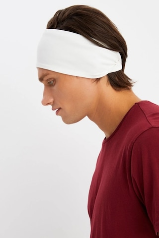 Erkek Pamuklu Penye Kaymaz Ultra Hafif Spor Geniş Saç Bandı Bandana - Tek Ebat / Beyaz Beyaz