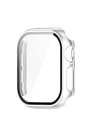 Caseonn Apple Watch Uyumlu Series 11 46mm Kılıf Tam Korumalı Ekran Koruyuculu Sert Bumper Kasa Gümüş