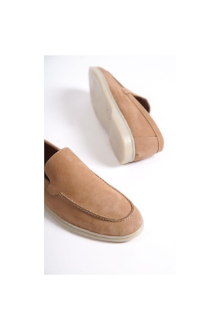 Mubiano Hakiki Deri - Mbkry22103bj Bej Nubuk Erkek Loafer Bej