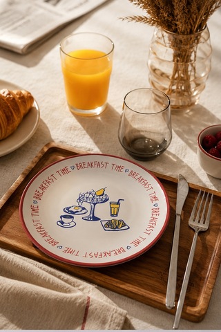 Keramika Breakfeast Time Pasta Tabağı 20 Cm 4 Adet 23454 Çok Renkli