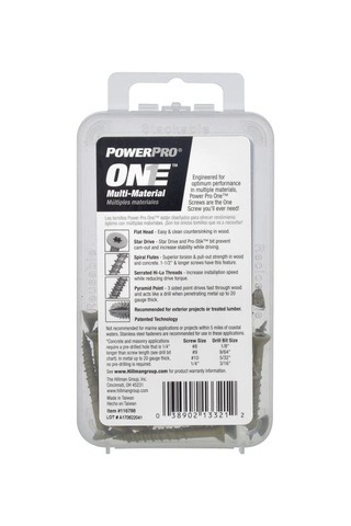 Hillman Power Pro Premium One Çok Malzemeli Düz Başlı Vidalar, Epoksi Kaplı Çelik, Ahşap, Metal, Beton, Alçıpan Diğer
