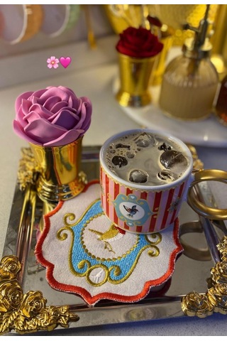 2'li Lüks Piano Bird Pink Kupa-3979 Kırmızı