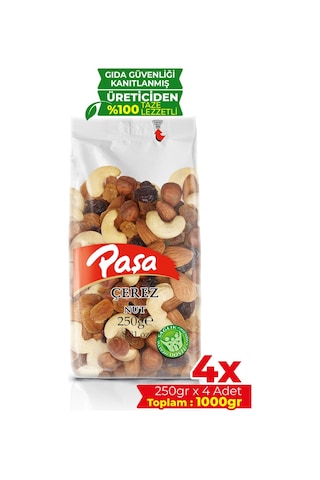 Paşa Kuruyemiş Çiğ Karışık Naturel Kuruyemiş 4 x 250 G