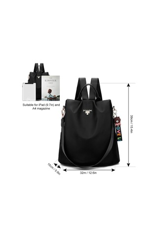 Geeksen Kadın Nylon Anti-calım Çift Omuz Çanta, Çoklu Cepli, Su Geçirmez, Okul/seyahat/alışveriş İçin, Siyah + Hediye Askı Çok Renkli