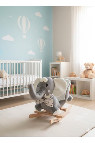 Tommybaby Egitici Peluş Sallanan At Ahsap Sallanan At Fildişi