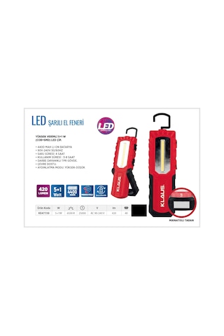Klaus Şarjlı Led El Feneri 420 Lumen 4400 Mah 5+1 Watt Çok Renkli