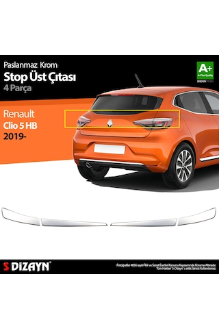S-dizayn Renault Clio 5 Krom Stop Üst Çıtası 4 Prç. 2019 Üzeri