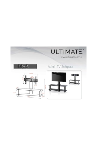 Eralpstore Ultimate Pd-B Askılı Tv Sehpası (55'' - 75'' Uyumlu) Siyah