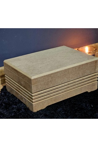 Ahşap 6 Bölmeli Orta Boy Takı Saat Aksesuar Kutusu Fitilli Model