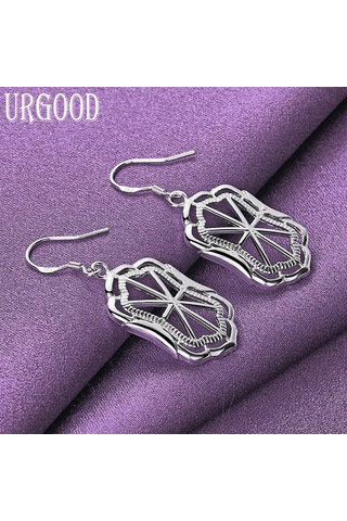 925 Ayar Gümüş Geometrik Damla Küpe Moda Takı