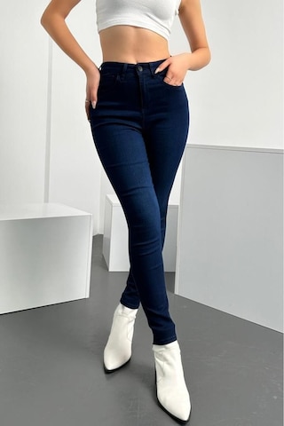 HLT Jeans Kadın Blue Black Süper Skinny Fit Esnek Likralı Yüksek Bel Denim Jean Kot Pantolon HLTJENNİE-BLUE BLACK-K Çok Renkli