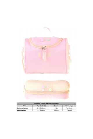 Calacilo K-pop Pink Kız Çocuk Pembe Renk Beslenme Çantası Ve Kalemlik Seti - Setcc-c4108