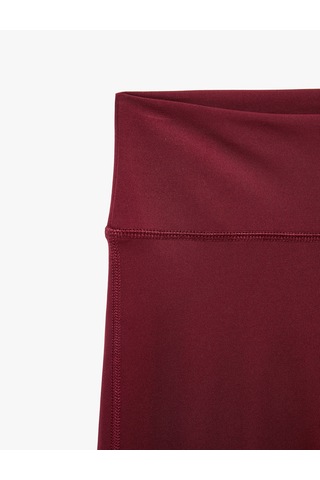 Koton Yüksek Bel Slim Fit Dikiş Detaylı Spor İspanyol Paça Tayt Bordo 7wak40230nk