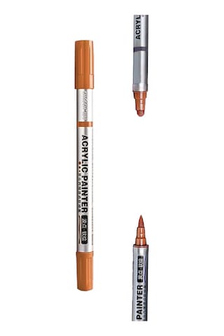 Çift Taraflı Akrilik Marker Kalemi - 1 Adet- Turuncu Karışık