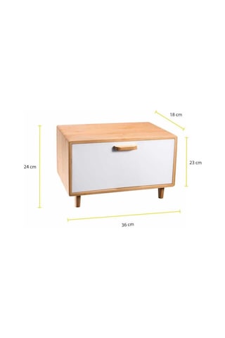 Karina Metal Kapaklı Bambu Lüks Ekmek Kutusu Ekmeklik Dikdörtgen - Siyah Siyah