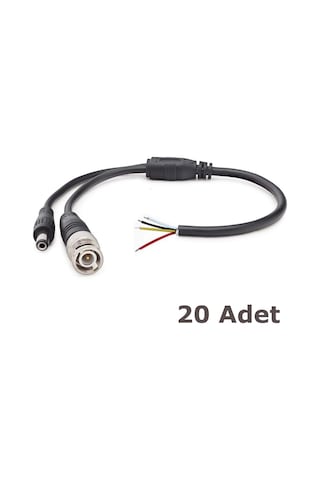 Hazır Bnc Ve Power Jack Kablo - Güvenlik Kamera Kablosu - 20 Adet
