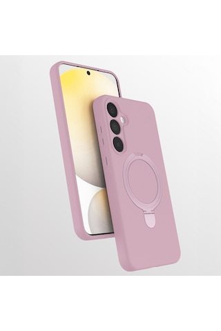 Samsung Uyumlu Galaxy A17 Kılıf M-safe Şarj Özellikli Standlı Zore Samara Kapak Pembe