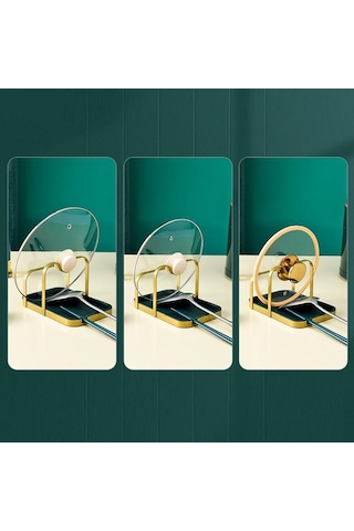 Pembe Ve Siyah Paslanmaz Çelik Tencere Kapağı Tutucu Raf Standı Çok Fonksiyonlu T Depolama Damlama Tepsisi Bulaşık Sepeti 56640124 Pembe - Siyah