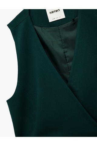 Koton Koton X Melis Ağazat - Bağlama Detaylı Slim Fit Kruvaze Blazer Yelek Yeşil 6wak20390ew Yeşil