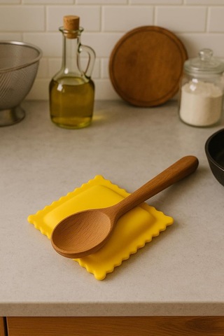 Lexroo Ravioli Şeklinde Silikon Tezgah Üstü Kirli Kaşıklık Kaşık Altlığı