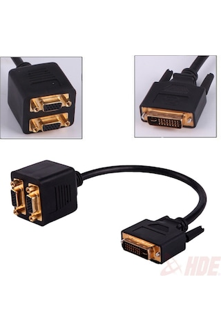 Dvi 2x Vga Çoklayıcı Kablo Dvi 24+5 Erkek 2x Vga Dişi Çevirici