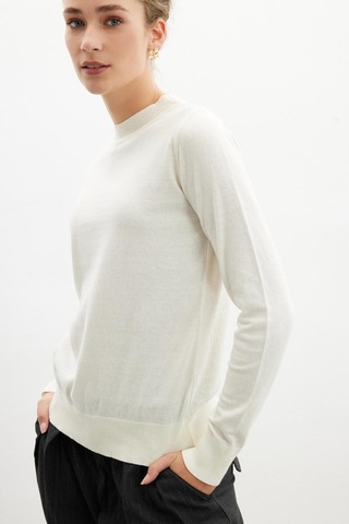 Styleboom X Peraluna Chelsea Pullover Bisiklet Yaka Standart Kesim Kadın Triko Kazak - Ekru-ekru Ekru