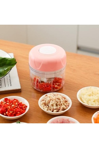 Elektrik Sarımsak Basın Kırıcı Mutfak Pişirme Et Öğütücü Mini Gıda Sebze Kıyıcı Somun Meyve Soğan Pembe Açık Mavi