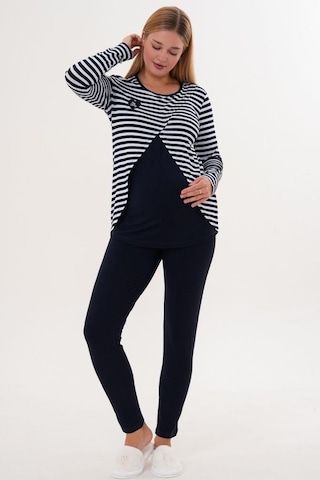 Mecit Pijama Mecit 6303 Kadın Likralı Spor Hamile Lohusa Pijama Takım - Lacivert