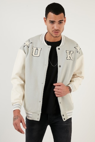 Buratti Oversize Kolej Yaka Cepli Bomber Erkek Ceket 628Mnh178 Gri