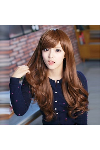 Lebıhmurah Wg409 Brown Uzun Kıvırcık Dalgalanma Kadın Sentetik Tam Kafa Saç Cosplay Peruk Patlama Peruk Cosplay-