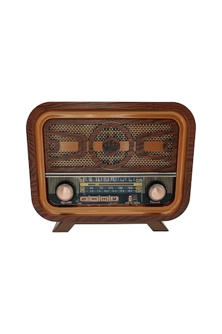 Radyo Retro Ceviz Bluetooth Hoparlör Tf Kart Şarjlı Led N1b2