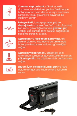 Kuba Speedlight Uyumlu 36v 20ah Yüksek Kapasite Batarya