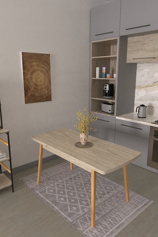 Vilinze Avanos Ahşap Açılır Kapanır Mdf Traverten Mutfak Masası - 70x120+30 Cm
