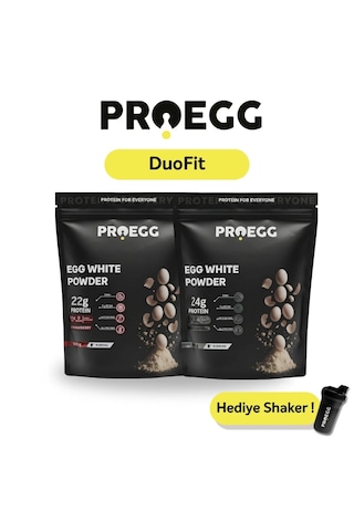 Duofit Paketi Yumurta Akı Protein Tozu / 1 Çilekli + 1 Sade Çilek
