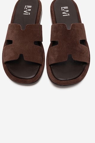Luvishoes Brıo Kahverengi Süet Hakiki Deri Kadın Terlik