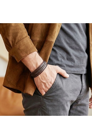 Moncuk Design Kahverengi Çoklu Deri Bileklik 33513b1d3