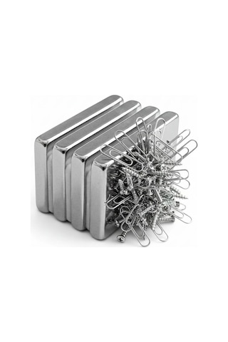 50 Adet 40x20x5mm Neodyum Magnet Güçlü N35 Mıknatıs Köşeli Nikel Kaplama