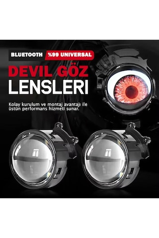 Otomobil Motosiklet Far Lensi Animasyonlu Göz Hareketli Wifi 3 Inch Ambiyans Aydınlatma 2 Adet