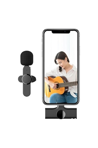 Protonust Apple Uyumlu iPhone Girişli Telefon Wireless Youtube Tiktok Yayın Kablosuz Yaka Mikrofonu Siyah