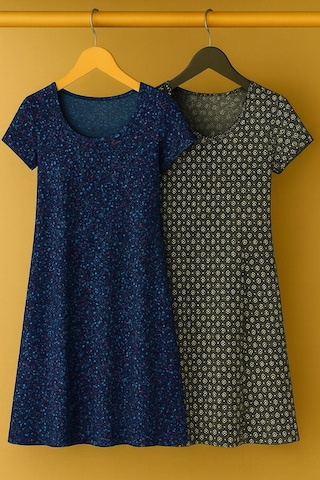 2 Adet Dökümlü Rahat Kalıp Günlük Penye Kumaş Elbise Antrasit