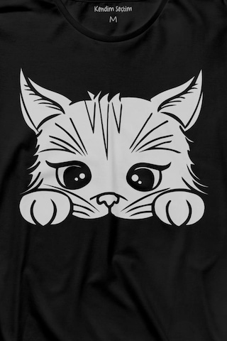Sevimli Kedi Minik Patili Bıyıklı Cat Minnoş Uzun Kollu Tişört Baskılı T-shirt 001
