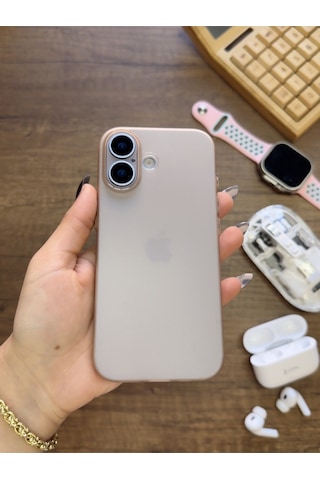 Apple iPhone 17 Uyumlu Süper İnce Mat Ultra Thin Silikon Kılıf Çöl