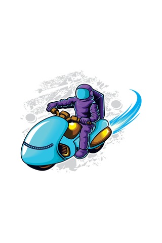 Paybuy Retro Roket Motosiklet Astronot Baskılı Erkek Tişört